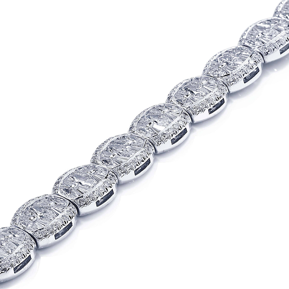 Platinum Marquise and Tapered Baguette Diamond Channel Set Bracelet