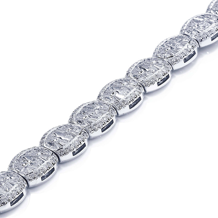 Platinum Marquise and Tapered Baguette Diamond Channel Set Bracelet