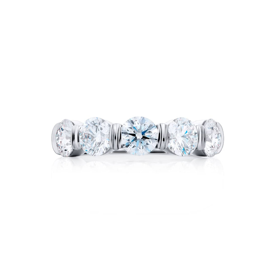 Platinum Round Diamond Certified Bar Set Band