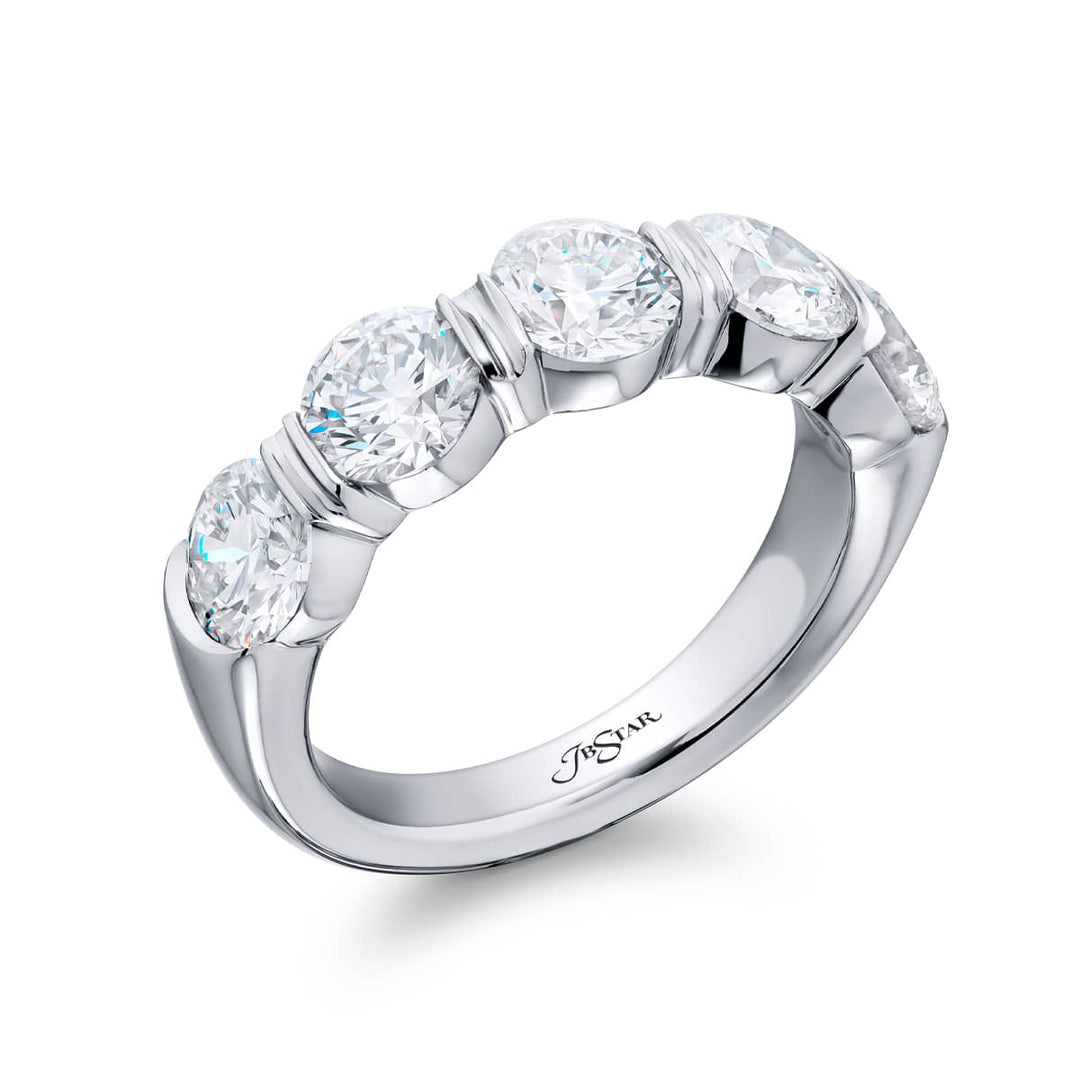 Platinum Round Diamond Certified Bar Set Band