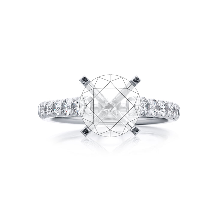 Dazzling Brilliance: Our timeless Diamond Semi-mount. These ten round diamonds are set in cut down setting handcrafted in pure platinum.
