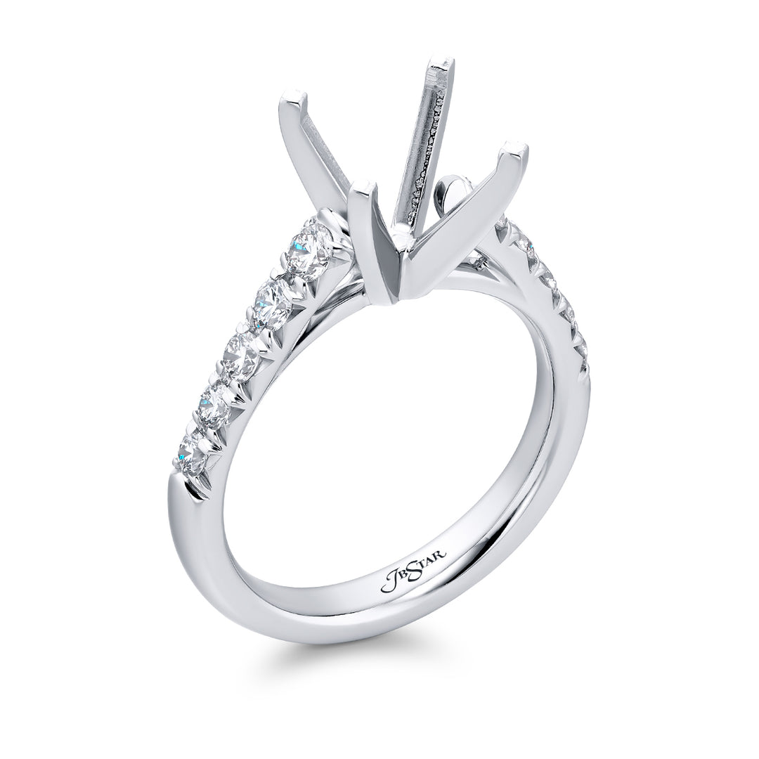 Dazzling Brilliance: Our timeless Diamond Semi-mount. These ten round diamonds are set in cut down setting handcrafted in pure platinum.