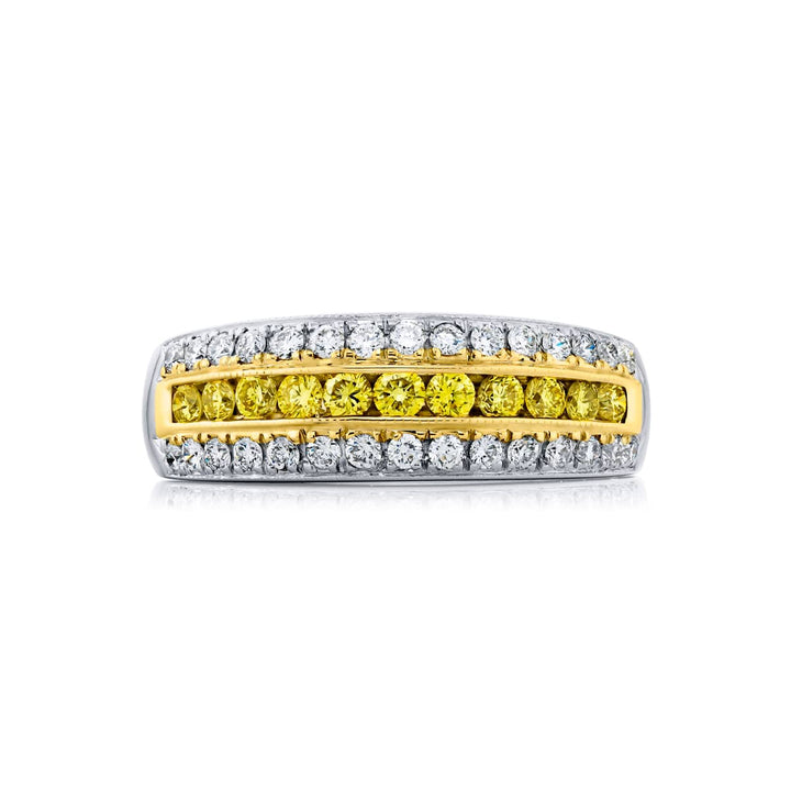 18K Yellow Gold and Platinum Fancy Yellow Diamond Band