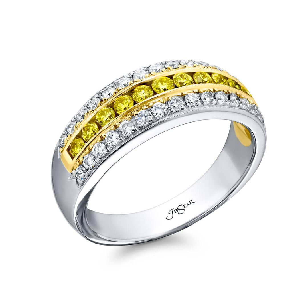 18K Yellow Gold and Platinum Fancy Yellow Diamond Band