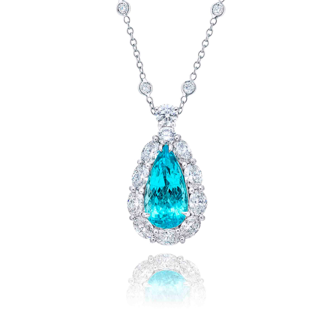 Platinum Pear-Shaped Paraiba Certified Pendant