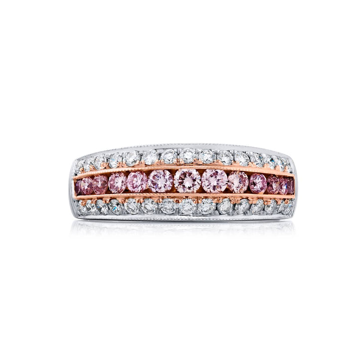 18K Pink Gold and Platinum Fancy Pink Diamond Band