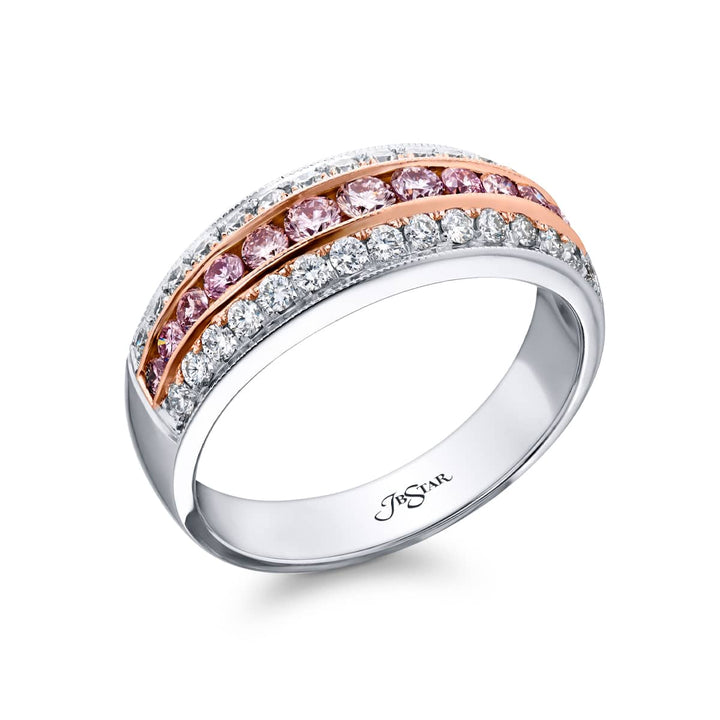 18K Pink Gold and Platinum Fancy Pink Diamond Band