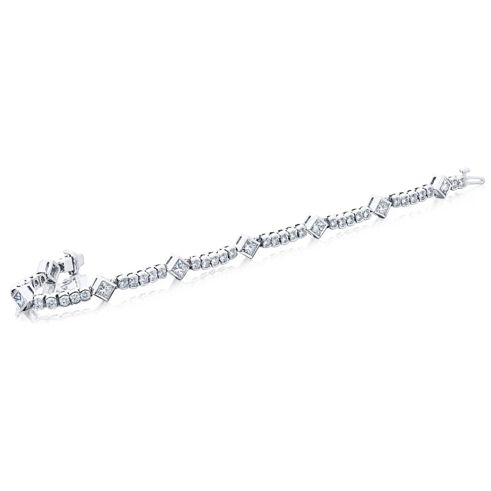 Platinum and 18K White Gold Princess-Cut Diamond Bezel Bracelet