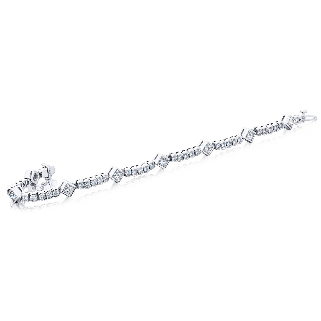 Platinum and 18K White Gold Princess-Cut Diamond Bezel Bracelet