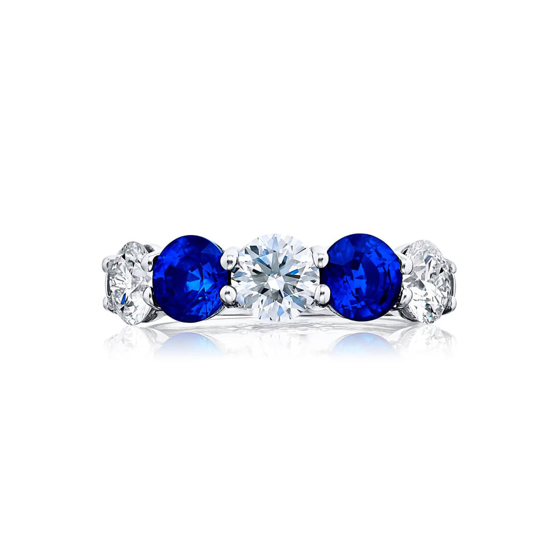 Elegance Elevated: Classic Single-Row Sapphire and Diamond Band