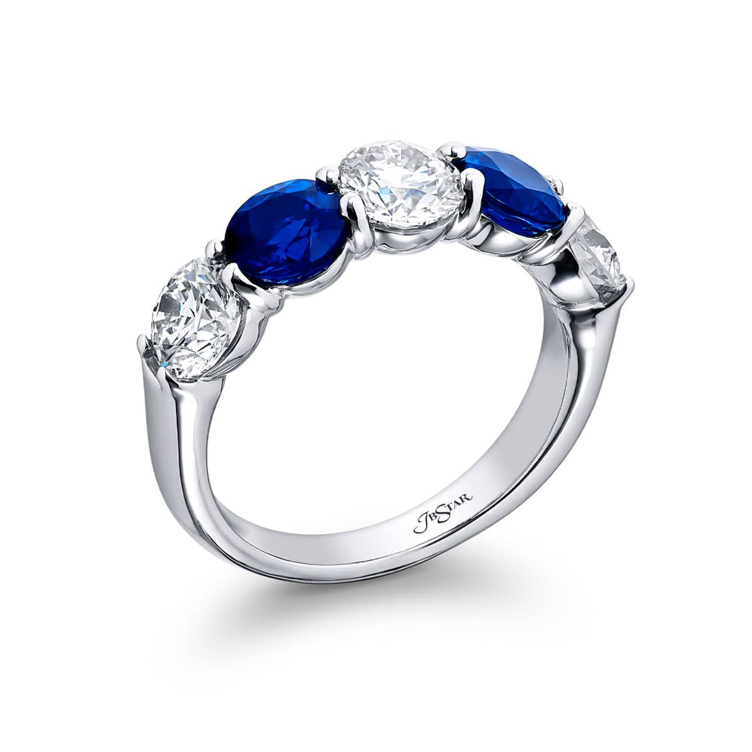 Elegance Elevated: Classic Single-Row Sapphire and Diamond Band