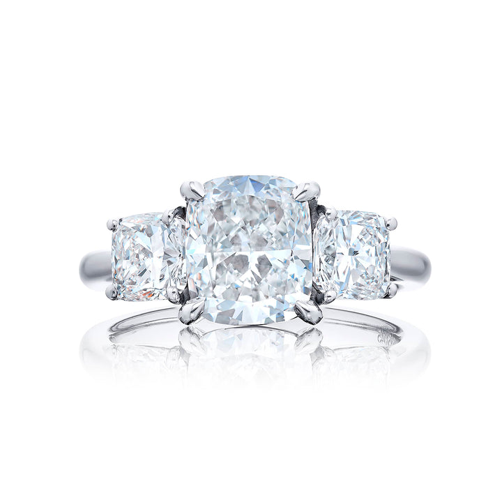2.16 ct. GIA-Certified Cushion-Cut Diamond Ring with Cushion-Cut Accents in Platinum