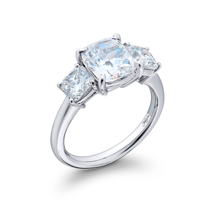 2.16 ct. GIA-Certified Cushion-Cut Diamond Ring with Cushion-Cut Accents in Platinum