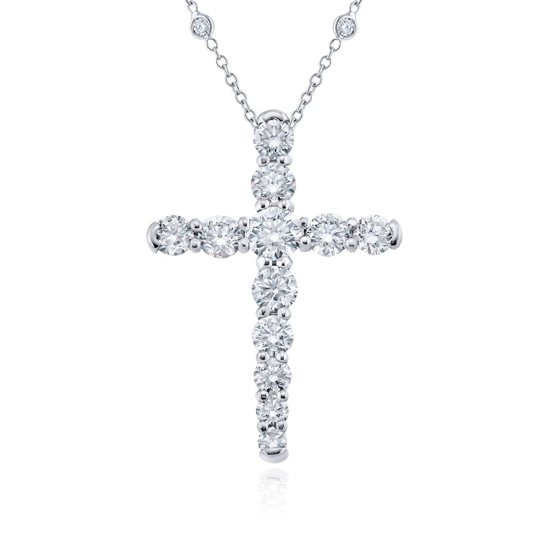 Platinum Round Diamond Cross Pendant