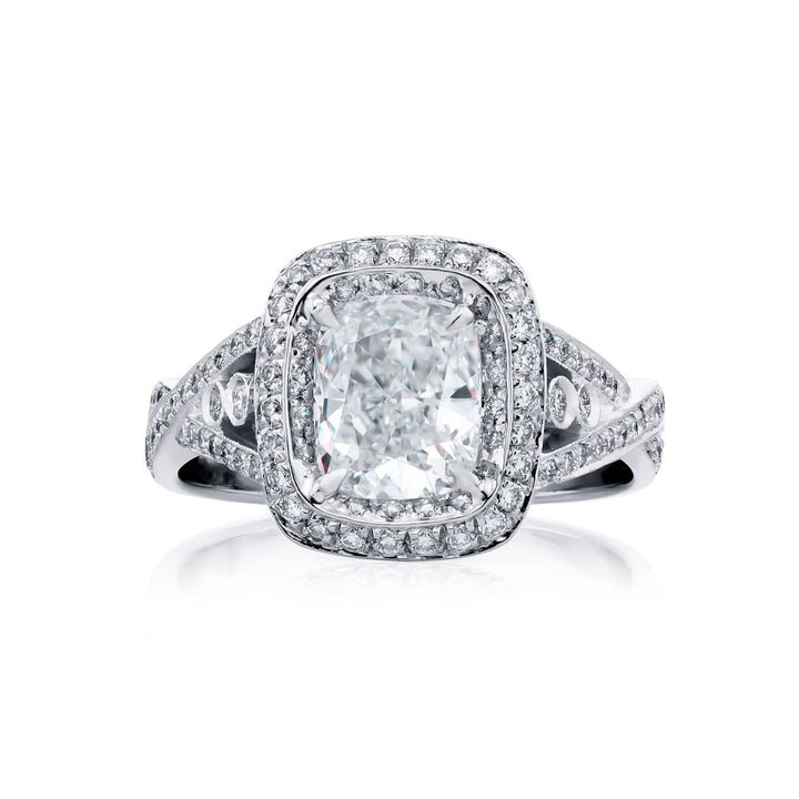 Platinum Cushion-Cut Diamond Certified Ring