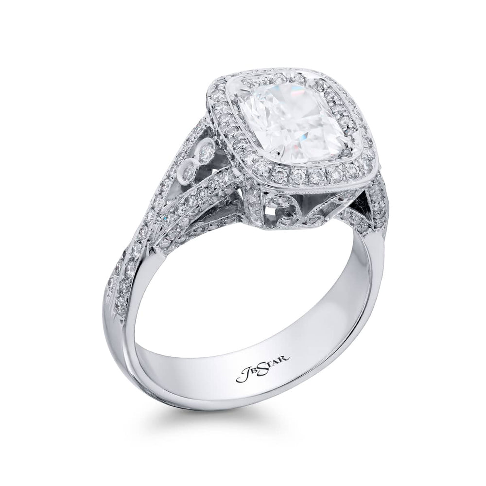 Platinum Cushion-Cut Diamond Certified Ring