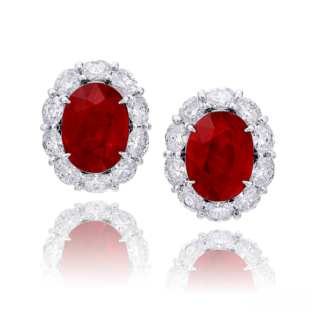Platinum Oval Ruby Certified Stud Earrings