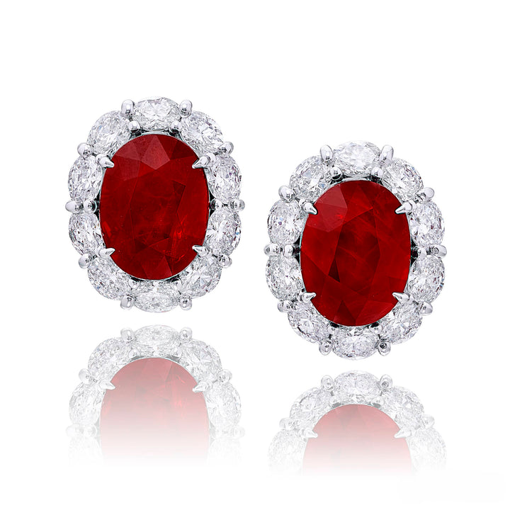 Platinum Oval Ruby Certified Stud Earrings