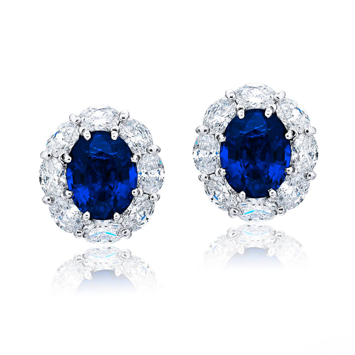 Platinum Oval Sapphire Certified Stud Earrings