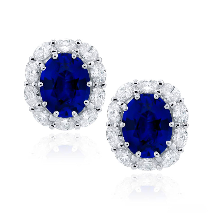 Platinum Oval Sapphire Certified Stud Earrings