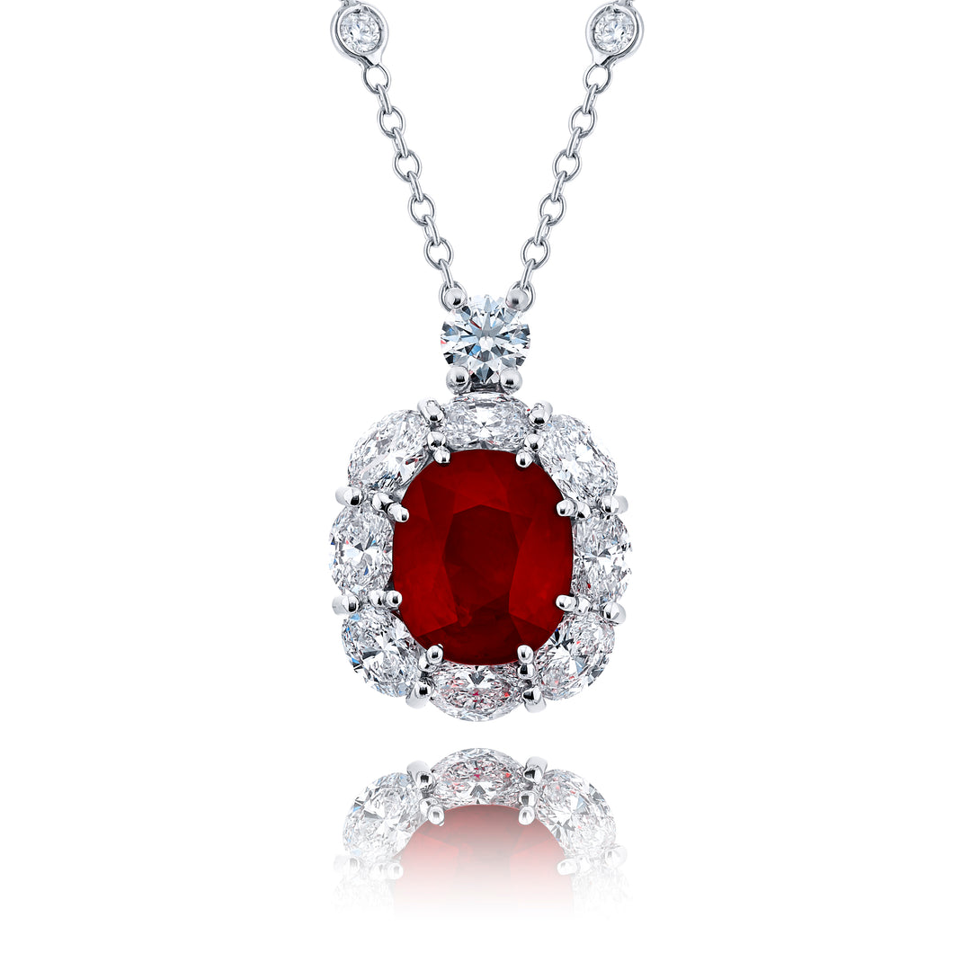 Platinum Oval Ruby Certified Pendant