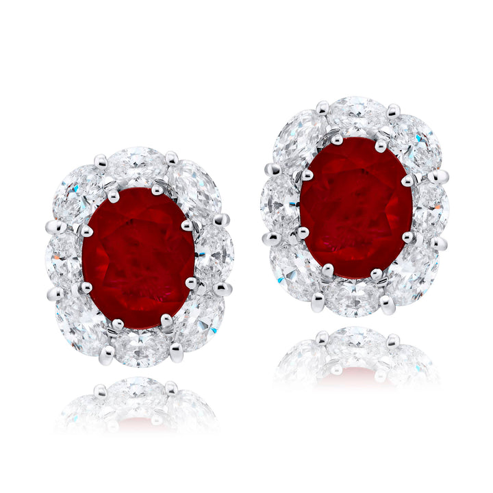 Platinum Oval Ruby Certified Stud Earrings