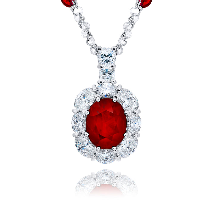 Platinum Oval Ruby Certified Pendant