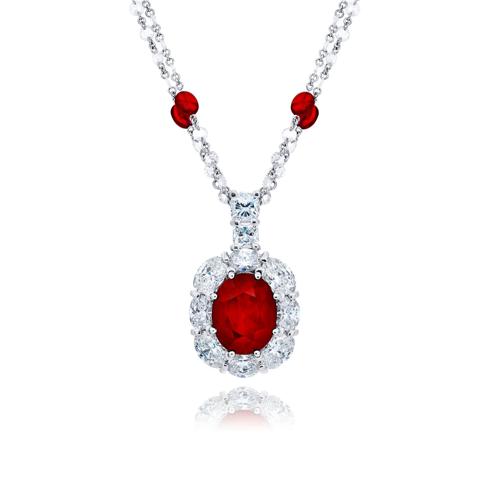 Platinum Oval Ruby Certified Pendant