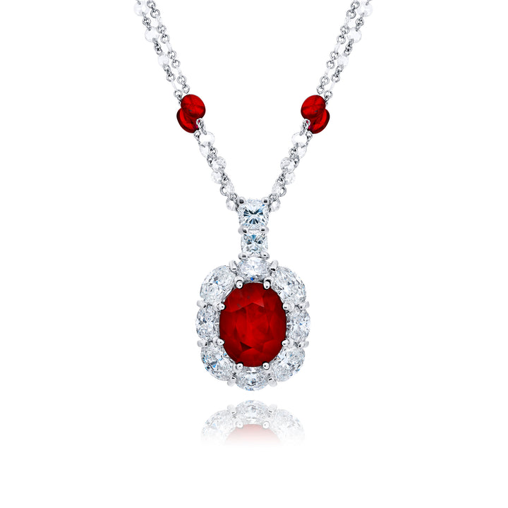 Platinum Oval Ruby Certified Pendant