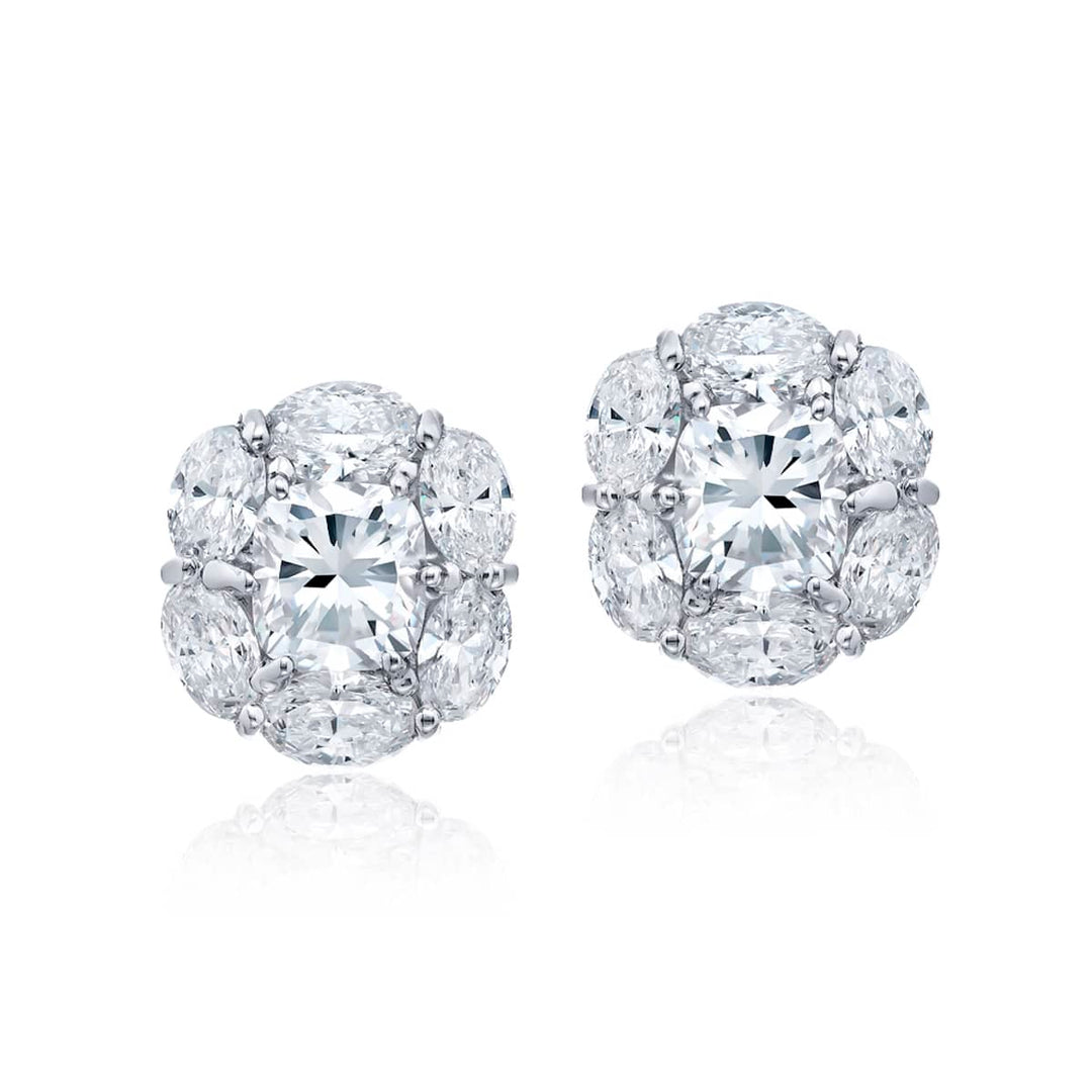 Platinum Cushion-Cut Diamond Certified Stud Earrings