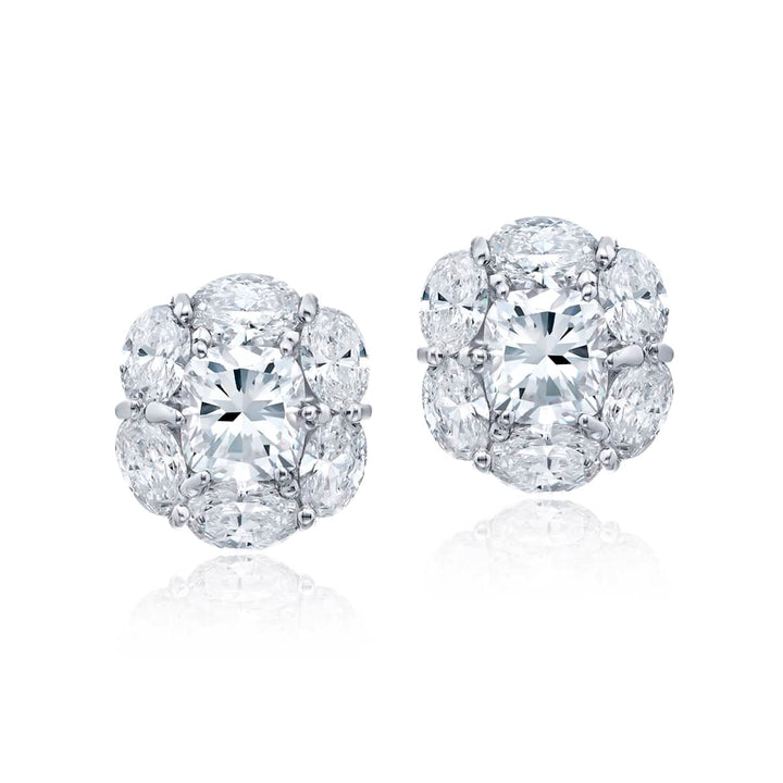 Platinum Cushion-Cut Diamond Certified Stud Earrings