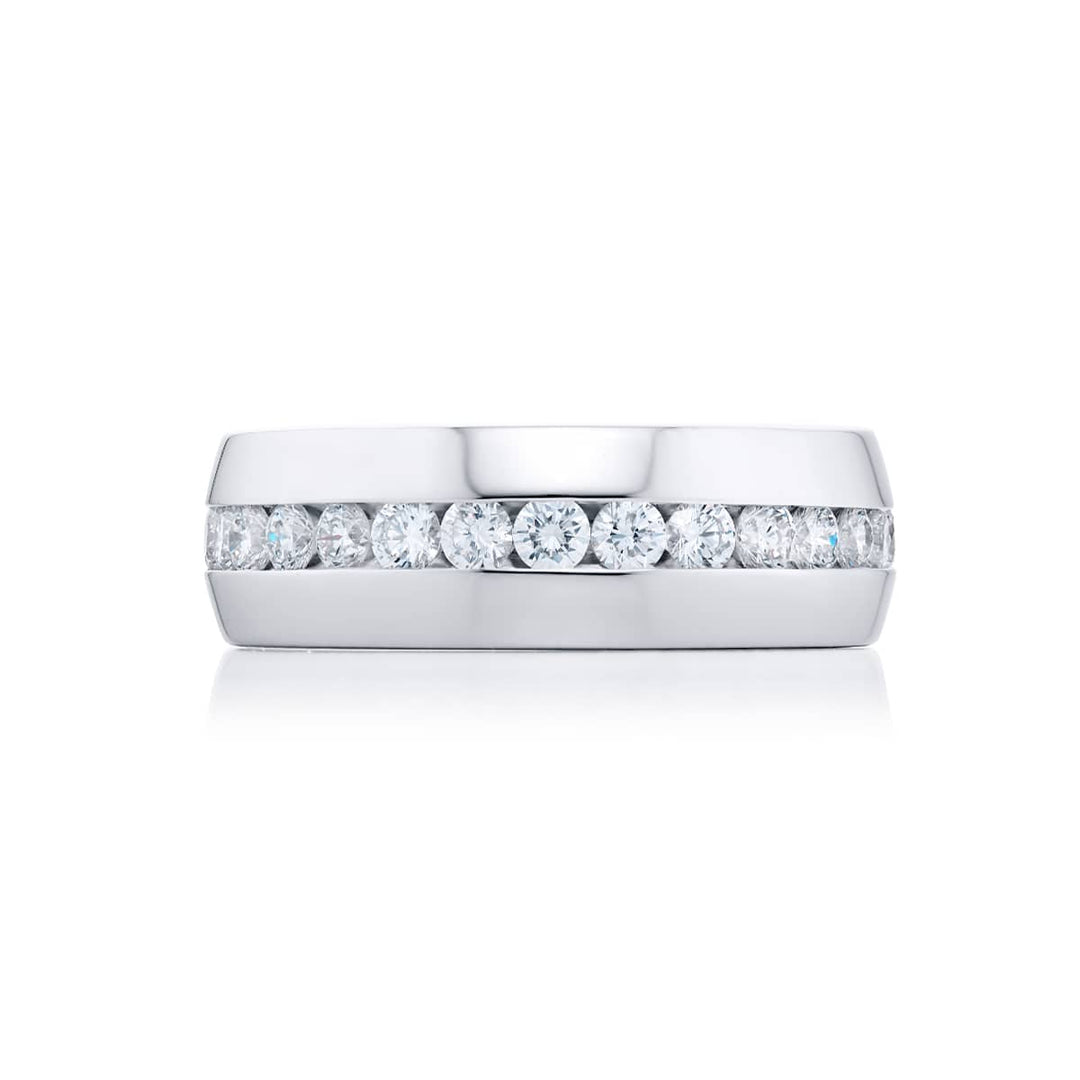 Platinum Round Diamond Channel Set Mens Band
