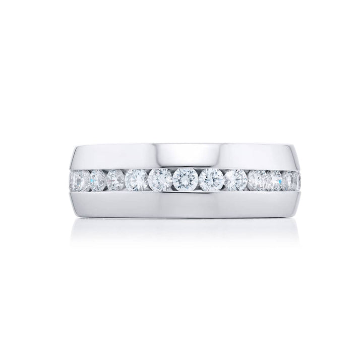 Platinum Round Diamond Channel Set Mens Band