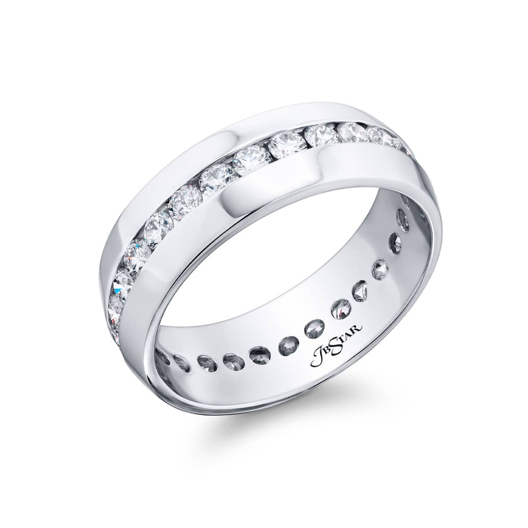 Platinum Round Diamond Channel Set Mens Band