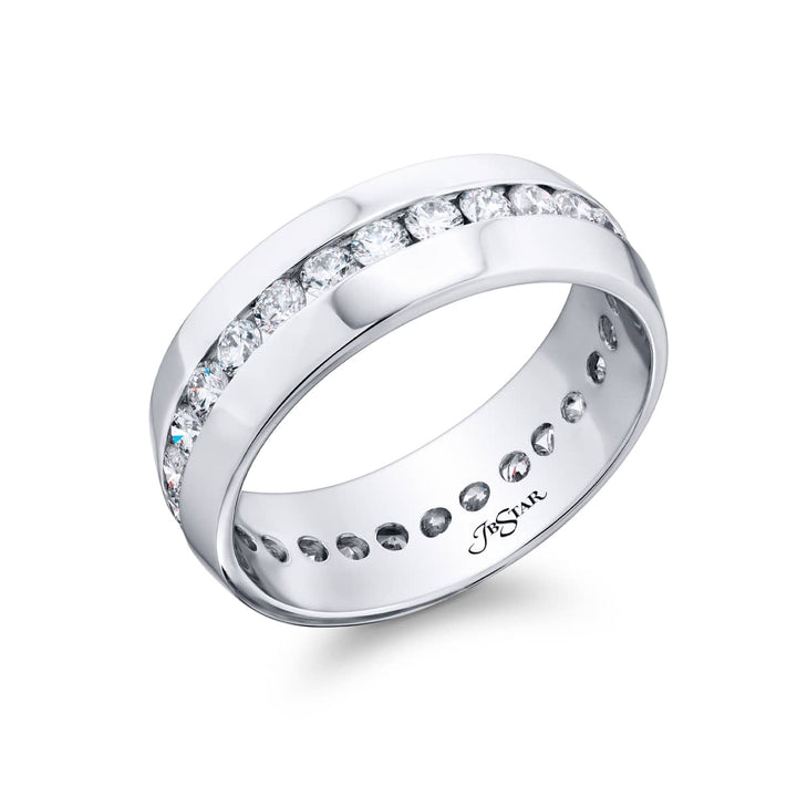 Platinum Round Diamond Channel Set Mens Band