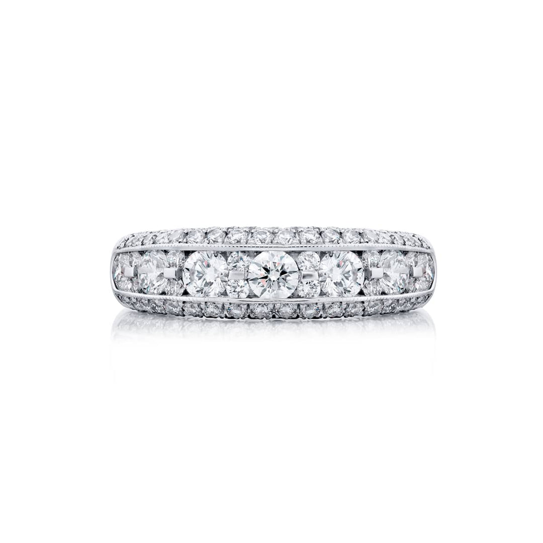 Platinum Round Diamond Channel Set Band