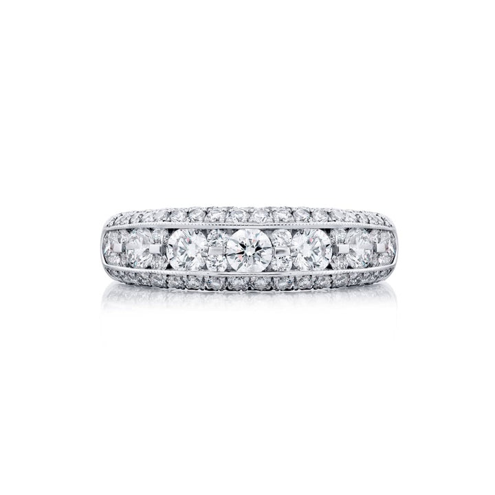Platinum Round Diamond Channel Set Band