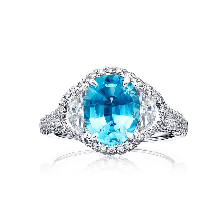 Platinum Oval Green Sapphire Certified Ring