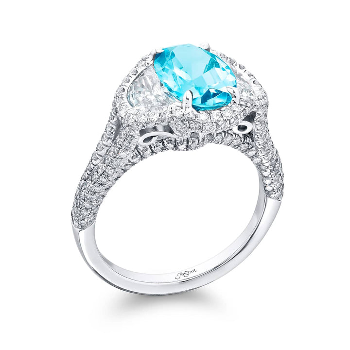 Platinum Oval Green Sapphire Certified Ring