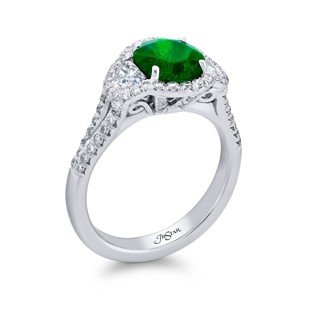 Platinum Round Vivid Emerald Certified Micro Pave Ring