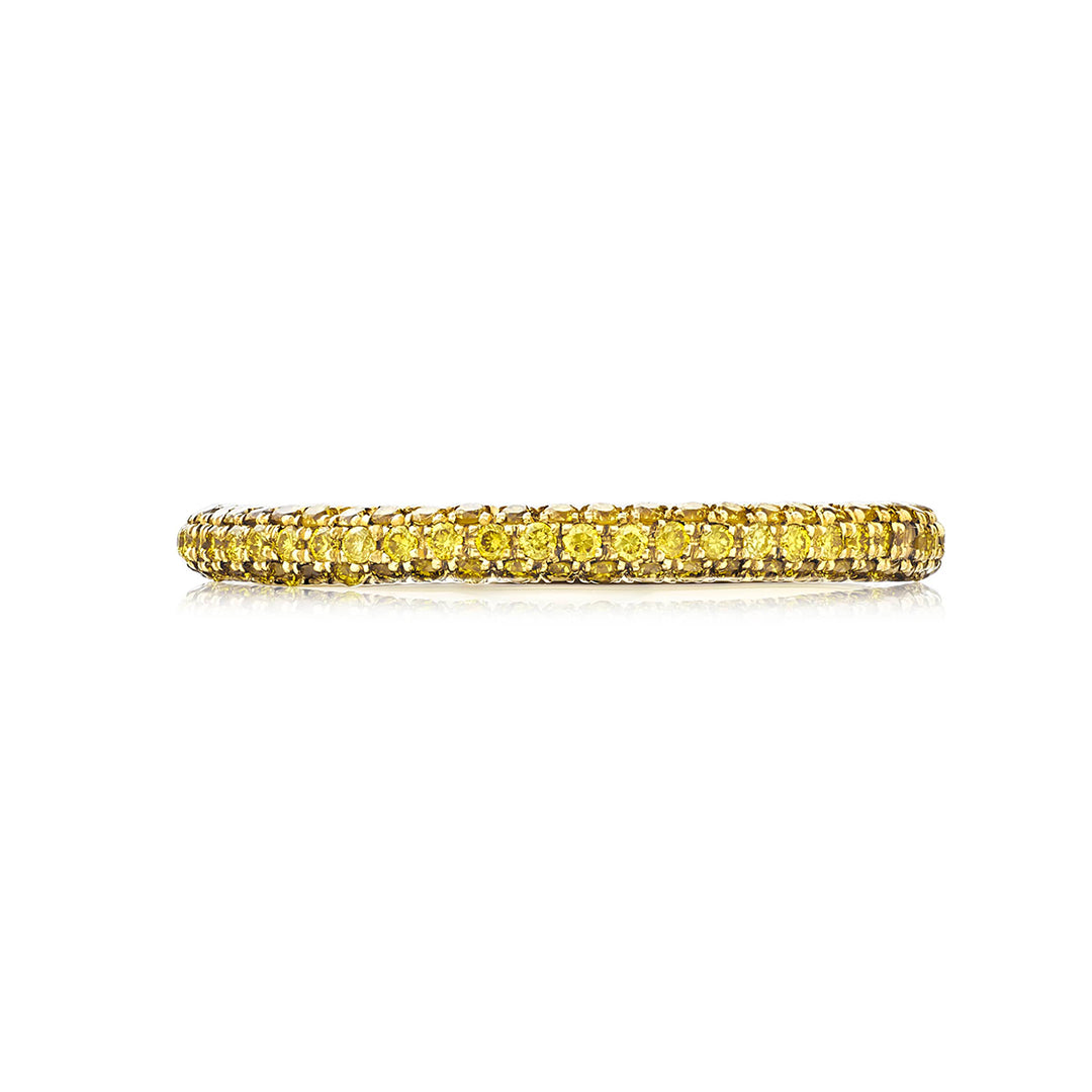 Elegance Elevated: Elegant 3-Sided Pave Fancy Yellow Diamond Band