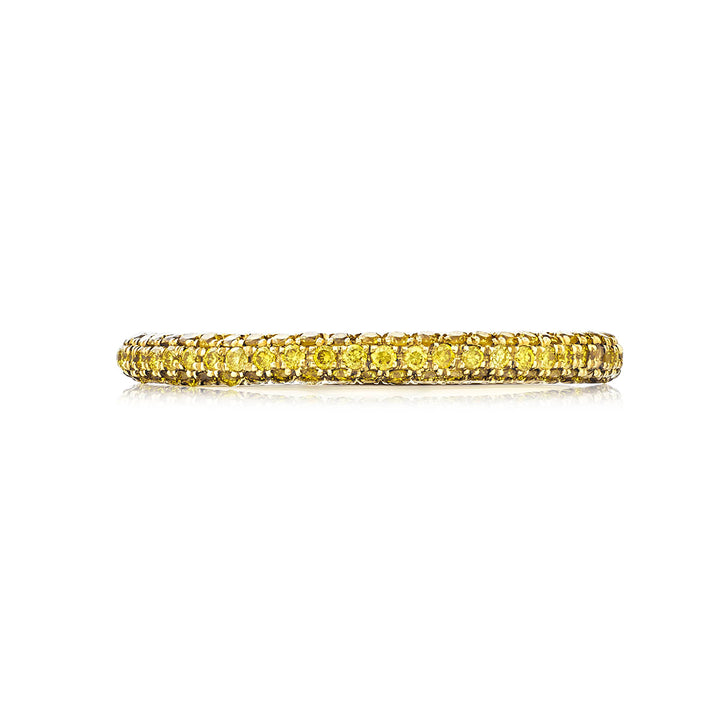 Elegance Elevated: Elegant 3-Sided Pave Fancy Yellow Diamond Band