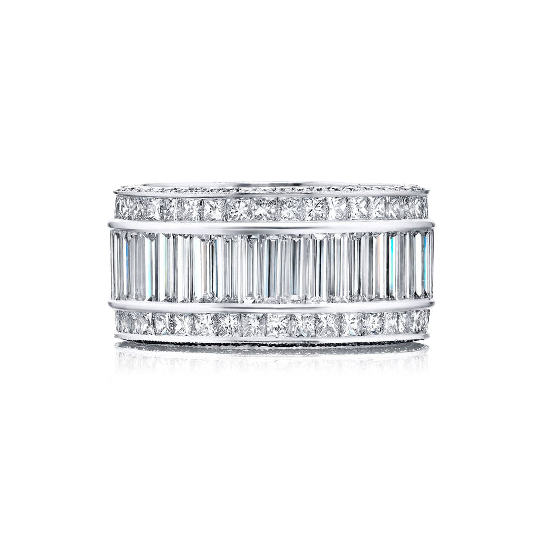Platinum Straight Baguette Diamond Channel Set Eternity Band
