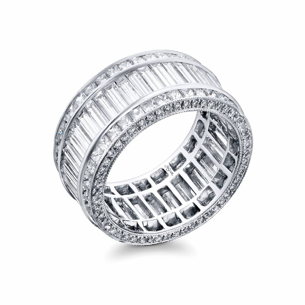 Platinum Straight Baguette Diamond Channel Set Eternity Band
