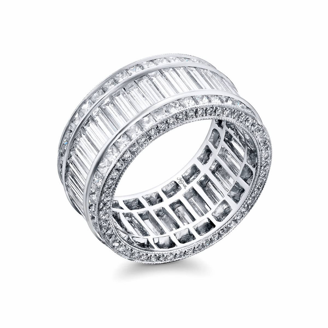 Platinum Straight Baguette Diamond Channel Set Eternity Band