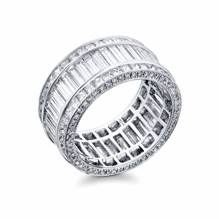 Platinum Straight Baguette Diamond Channel Set Eternity Band