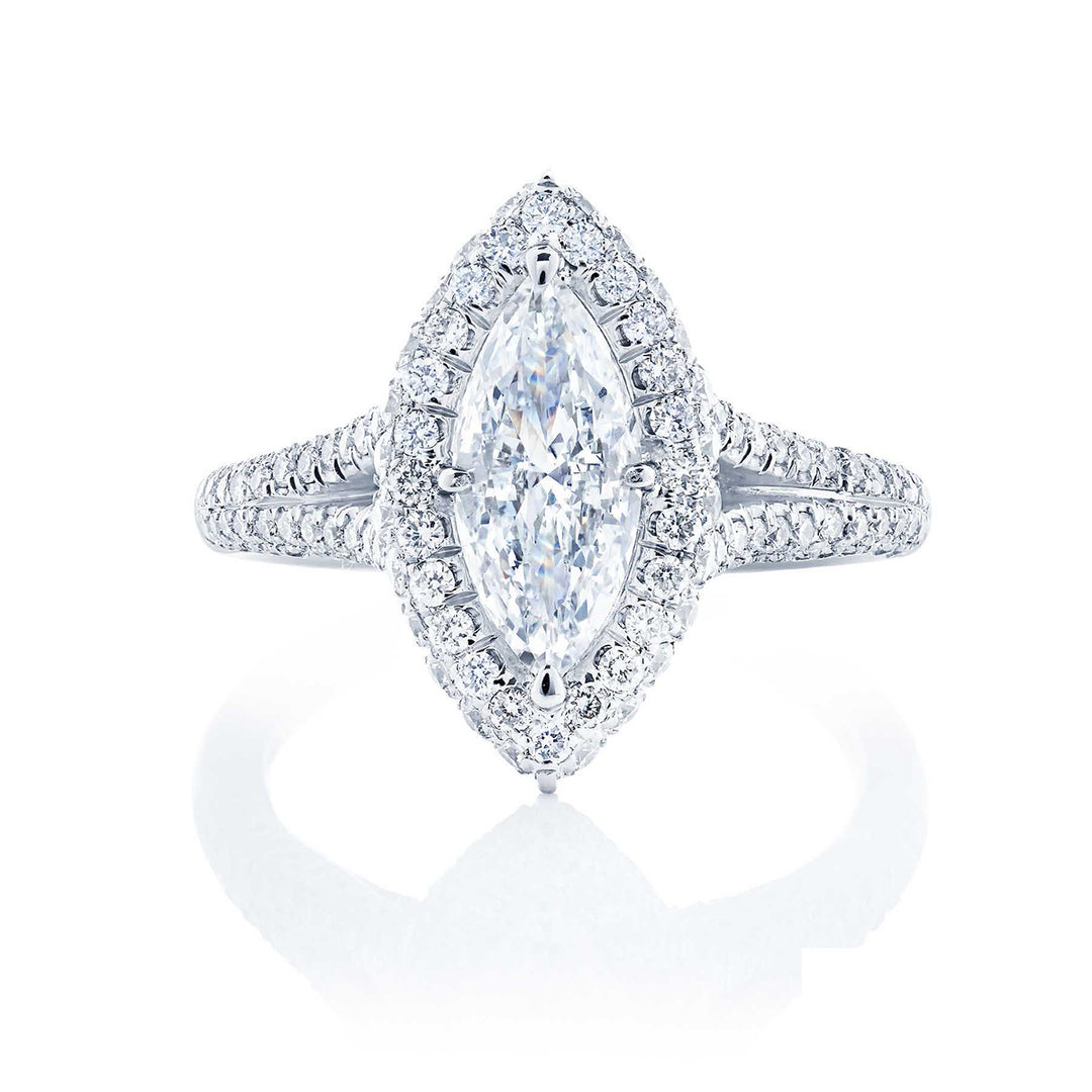 Platinum Marquise Diamond GIA Certified Micro Pave Engagement Ring