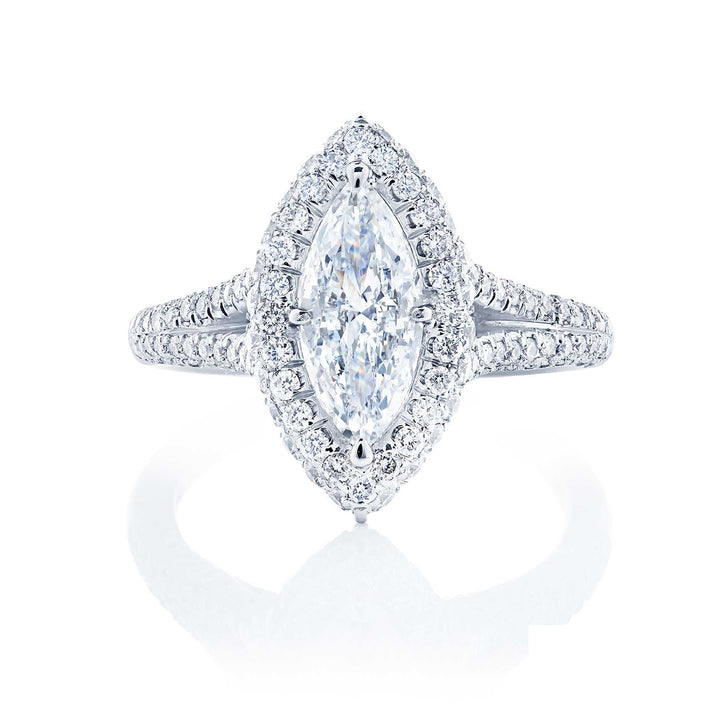 Platinum Marquise Diamond GIA Certified Micro Pave Engagement Ring