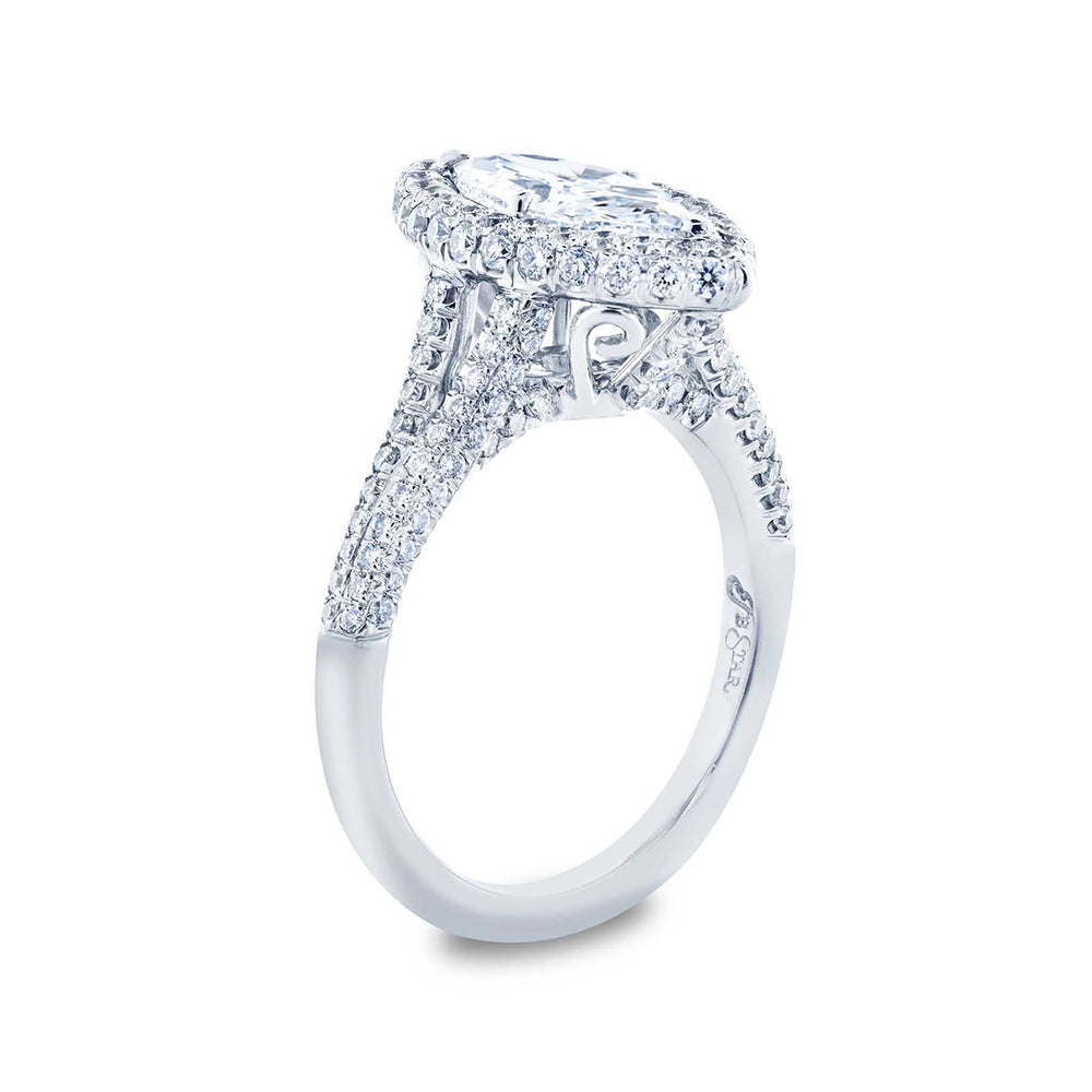 Platinum Marquise Diamond GIA Certified Micro Pave Engagement Ring