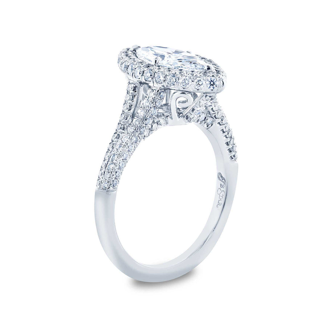 Platinum Marquise Diamond GIA Certified Micro Pave Engagement Ring